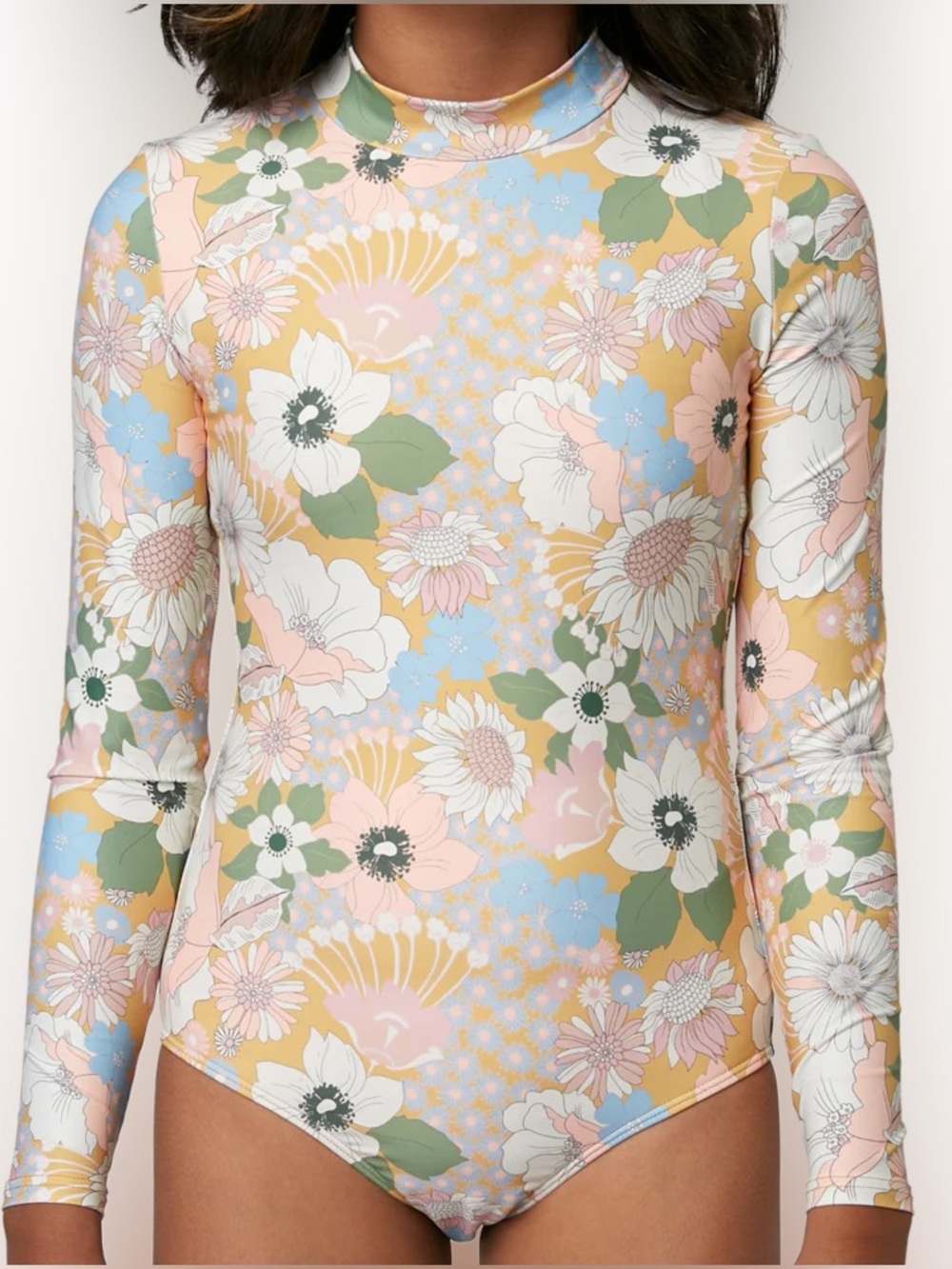 O'NEILL— TWIGGLY Long Sleeve Surf Swim Suit — One Piece — Girls 4 — Flower Print